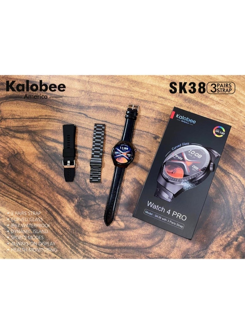 كالوبي ساعة  Watch 4 PRO الذكية الجديدة والرائعة شاشة كاملة عالية الدقة بخاصية الشحن اللاسلكي - اسود - Image 5
